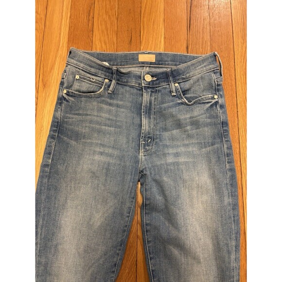 Mother The Rascal Ankle Snippet Jeans Well Played Frayed Crop Blue Size 26 - Picture 5 of 16